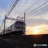 夕暮れの近鉄電車