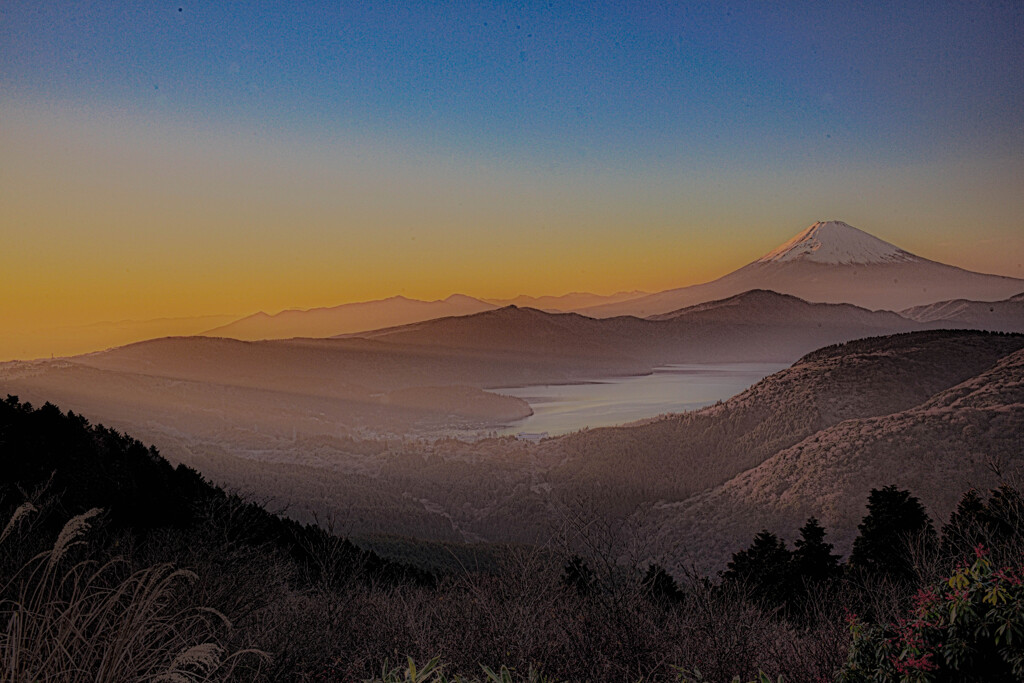 夕景　富士山