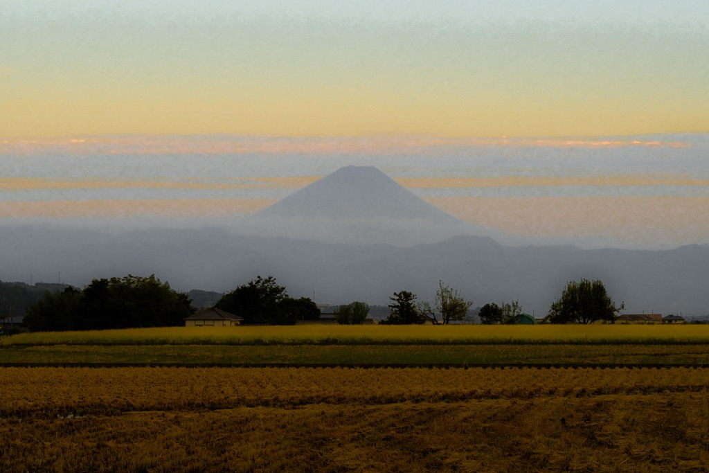 夕景　富士山