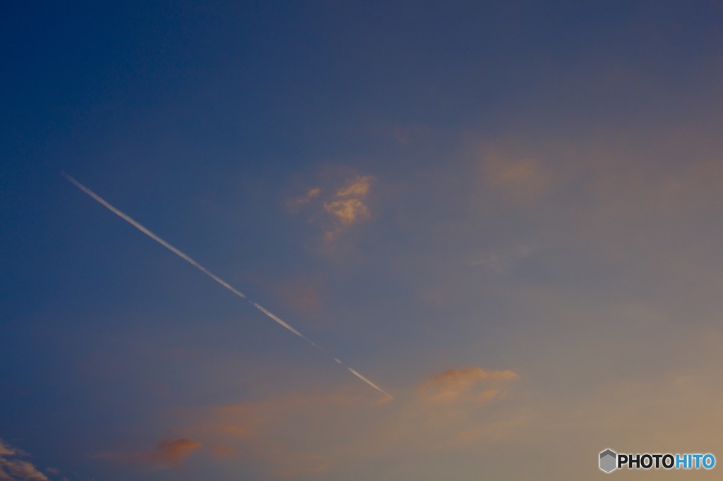 朝の飛行機雲