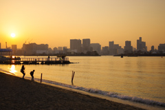 夕焼けの砂浜