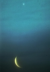 早朝の月と木星