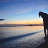 海面に映る夕焼け