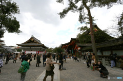 八坂神社　羽子板つき