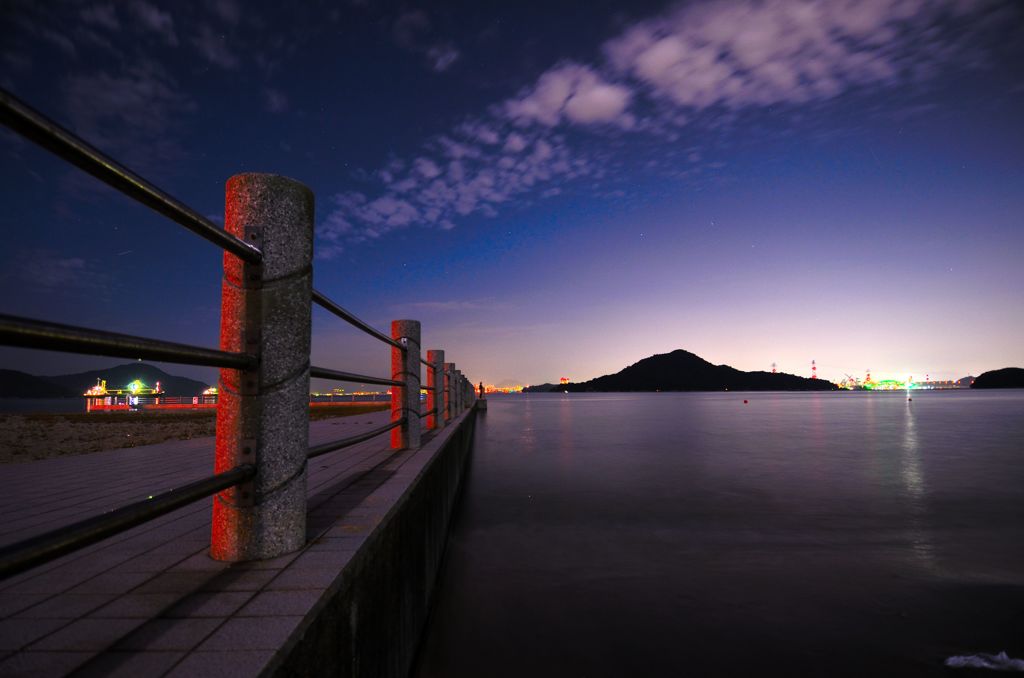 中秋の名月に照らされて