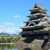 山々と城と