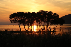 琵琶湖の夕日