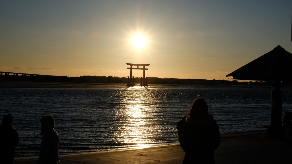 二月の夕日