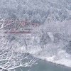 雪の鉄橋を渡る
