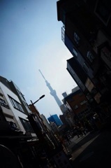 白いシルエットで遠くに