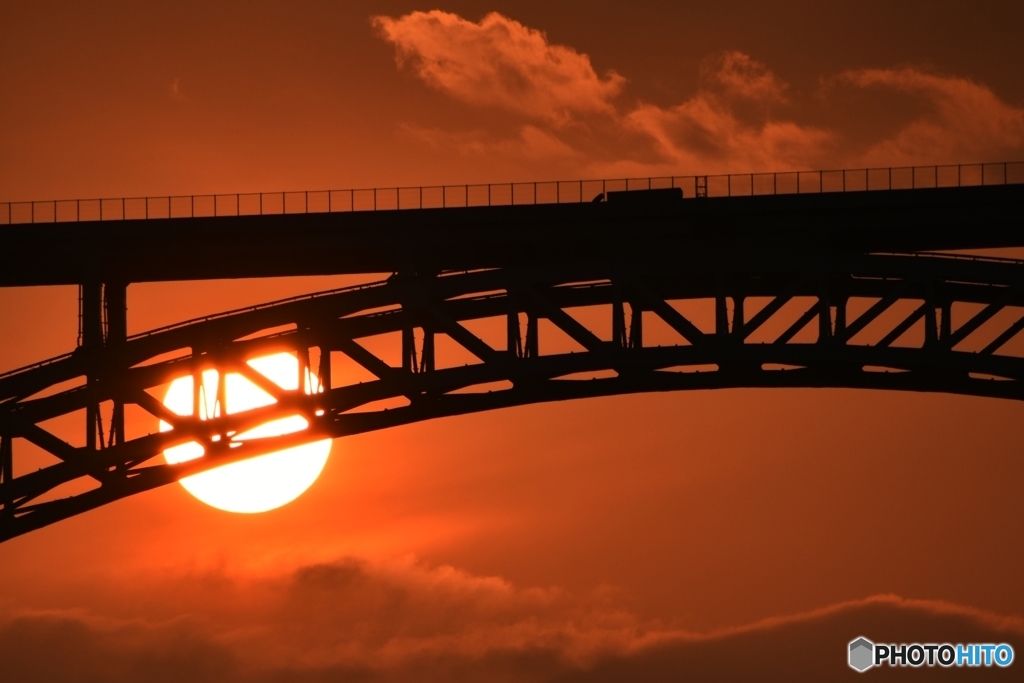 広島空港大橋の夕日