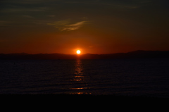 琵琶湖の夕日