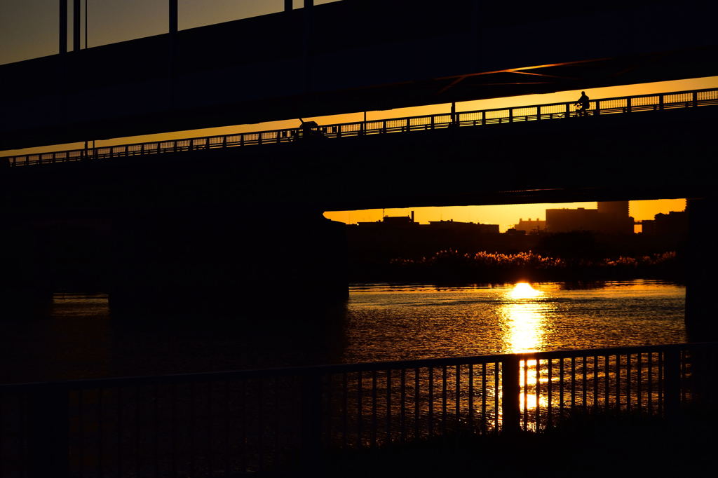多摩川大橋夕景