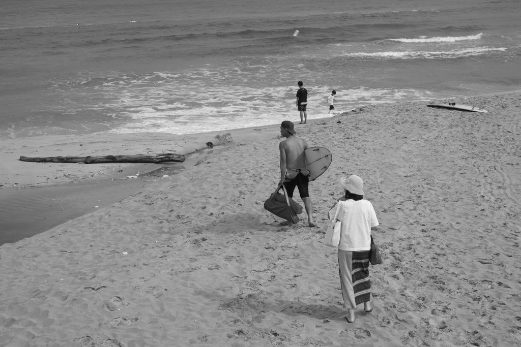 水辺に向かって