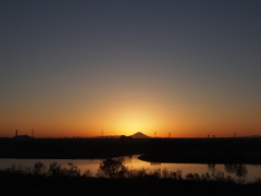 富士山と夕日