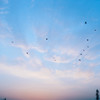 冬の夕暮れに見上げた空で
