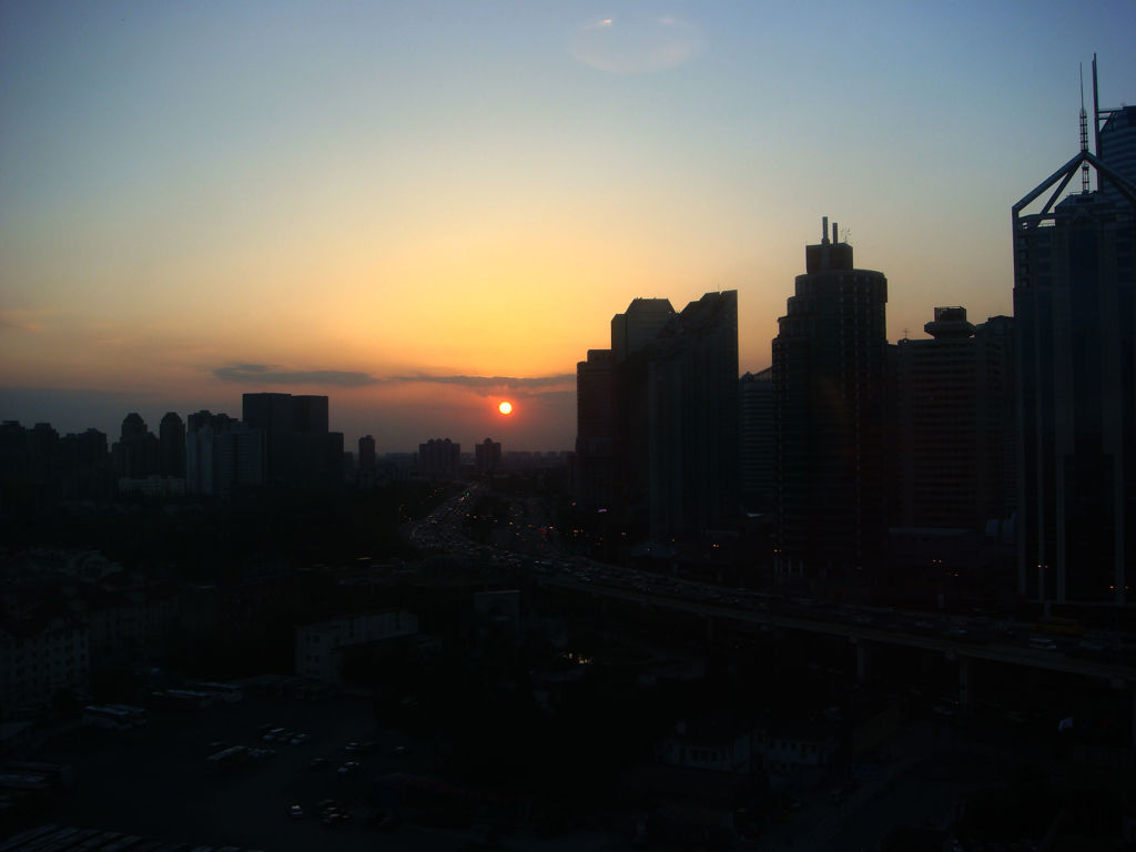 上海の夕日