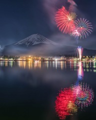 河口湖冬花火