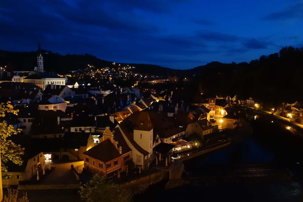 チェコ　チェスキー・クルムロフの夜景