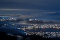 諏訪湖夜景と富士山～高ボッチ～