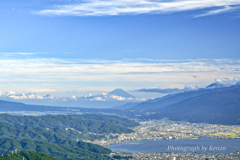 諏訪湖と富士山～高ボッチ～