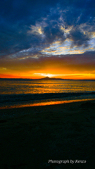 東京湾越の夕景と富士山～稲毛海浜公園～