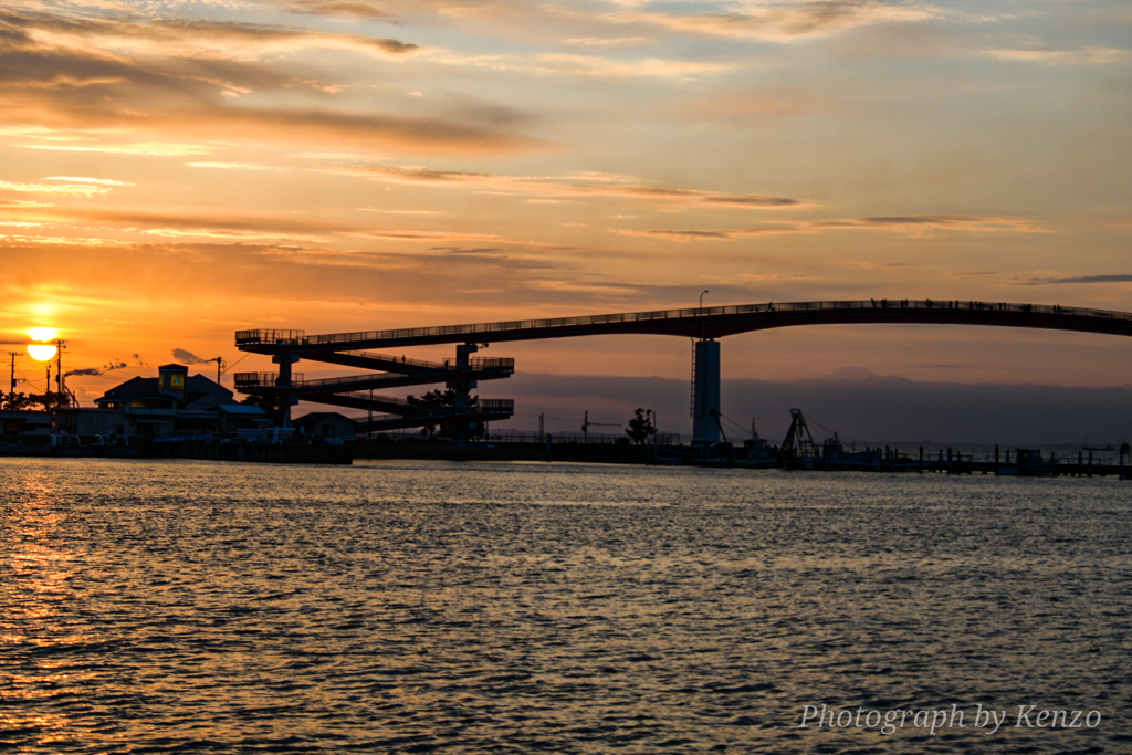 中の島大橋からの夕陽