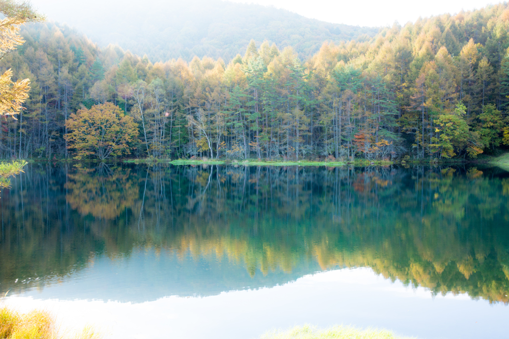 御射鹿池　朝景