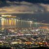 流れる雲の諏訪夜景