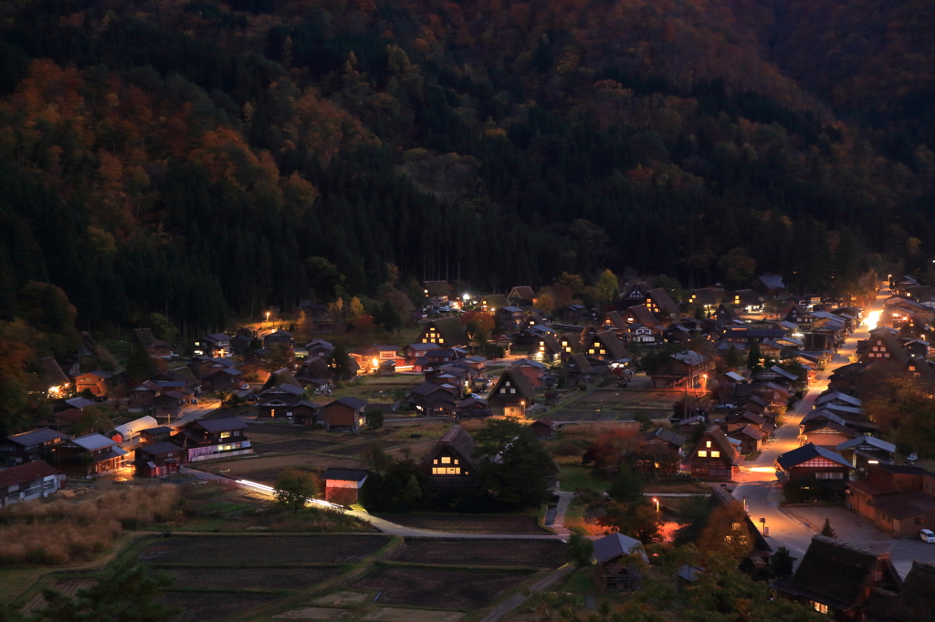 白川郷の夕景
