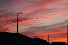 家からの夕日