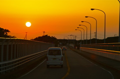 橋からの夕日