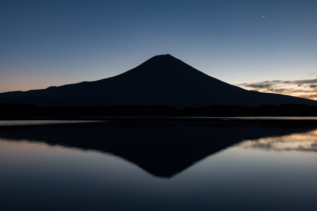 夜明け・星月・逆さ富士