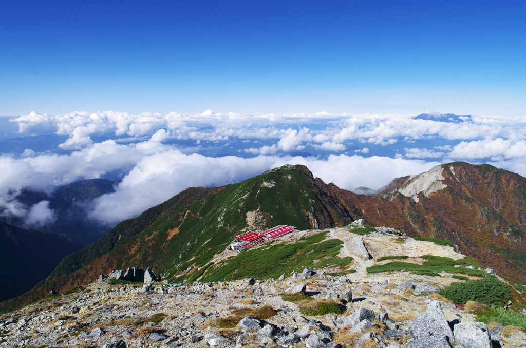 木曽駒ヶ岳から御嶽山を望む