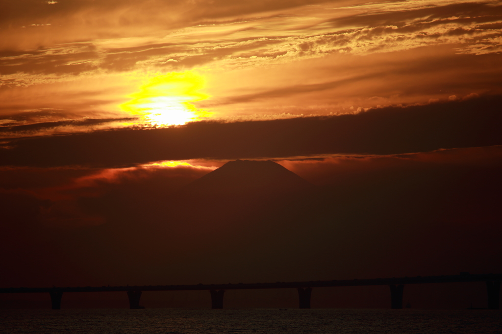 富士と夕日