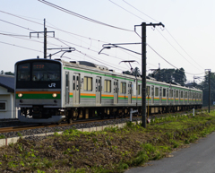 2015/08/03/宇都宮線205系Y11編成　第二白沢街道踏切にて