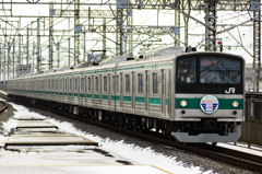 2014/02/10/雪景色を走るハエ28編成 与野本町駅にて