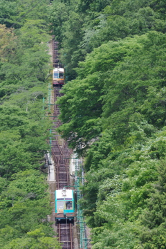 緑の中のケーブルカー