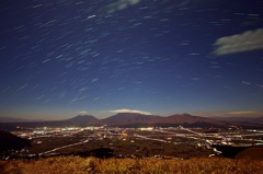 大観峰から阿蘇山星軌跡