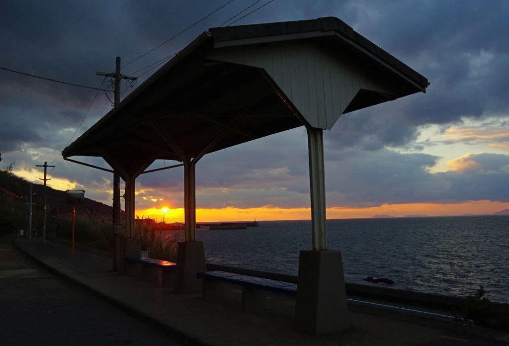 下灘駅夕景