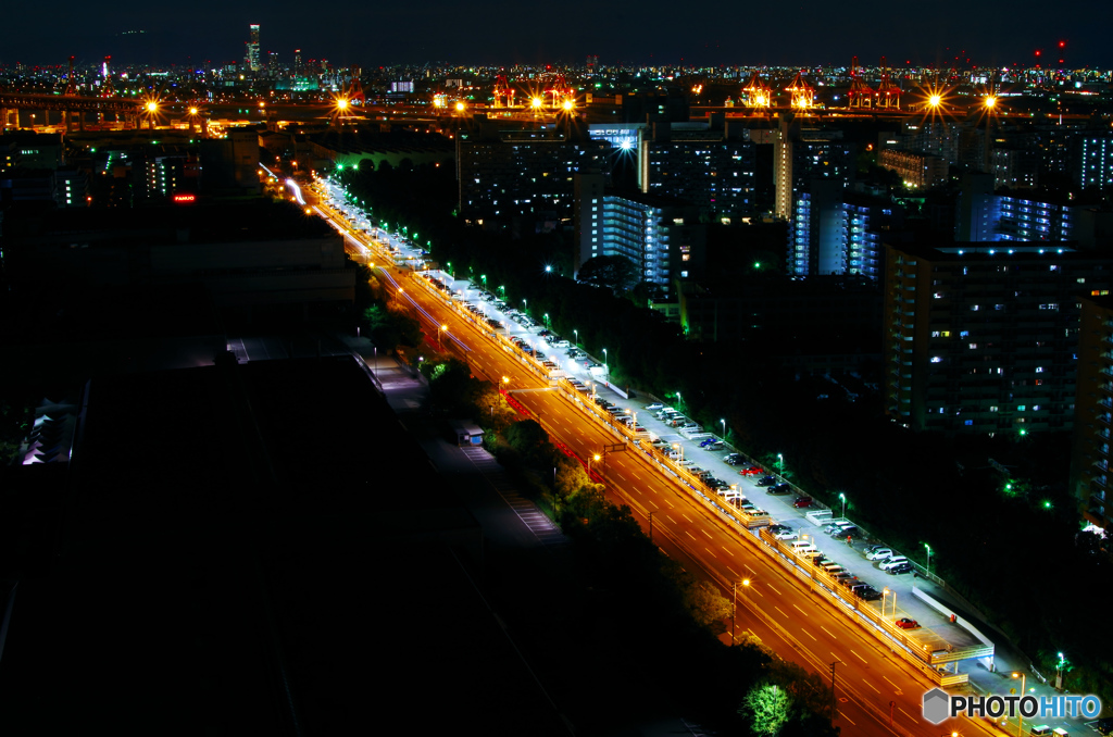 大阪夜景【光の道】