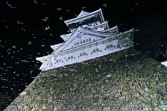 水面に映る小倉城