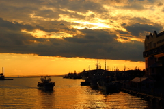 幣舞橋からの夕陽