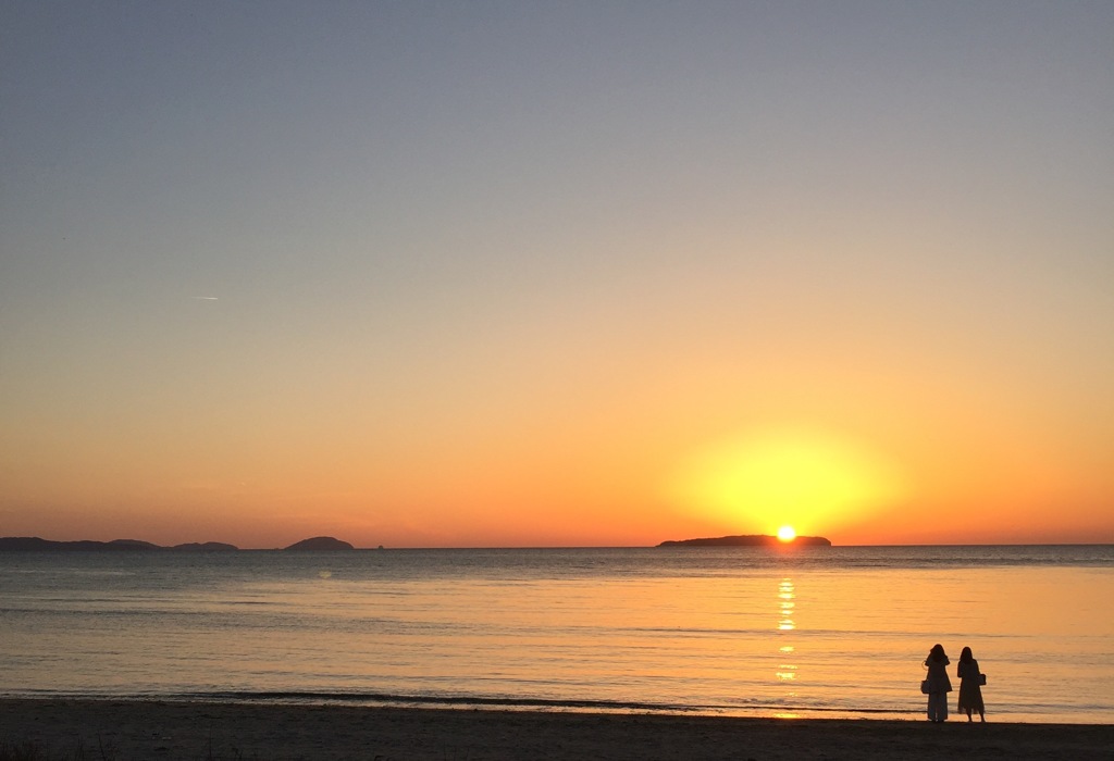 扇型の夕焼け