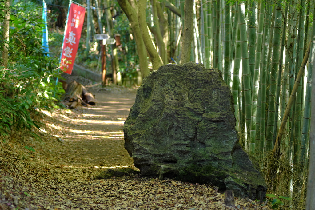 大岩のある山道