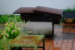 雨の日のBBQ台