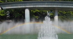 噴水で偶然虹