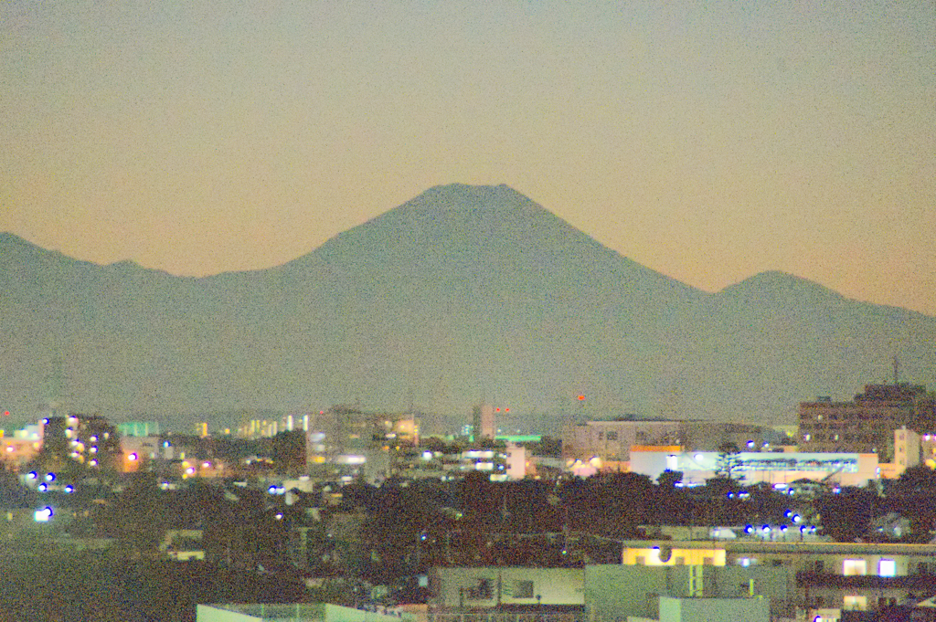 ノイズ夕焼け富士