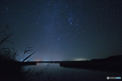 湖岸で見た夜空