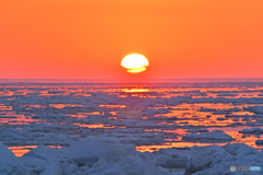 オレンジ色の氷海